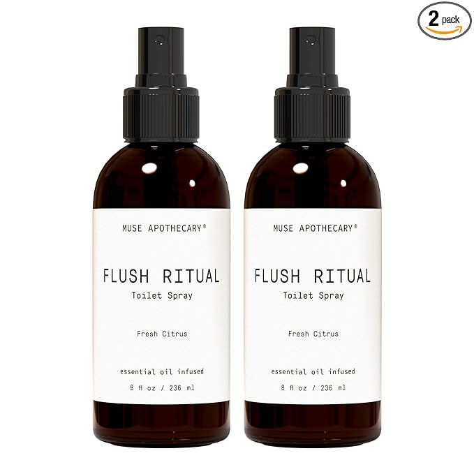 Muse Apothecary Flush Ritual - Aromatic & Refreshing Toilet Spray, Use Before You Go, 8 oz, Infused with Natural Essential Oils - Fresh Citrus, 2 Pack