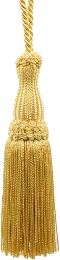 DÉCOPRO Beautiful Decorative Light Gold Chainette Key Tassel 5 inch Tassel Length 5 Inch Loop Color: B7