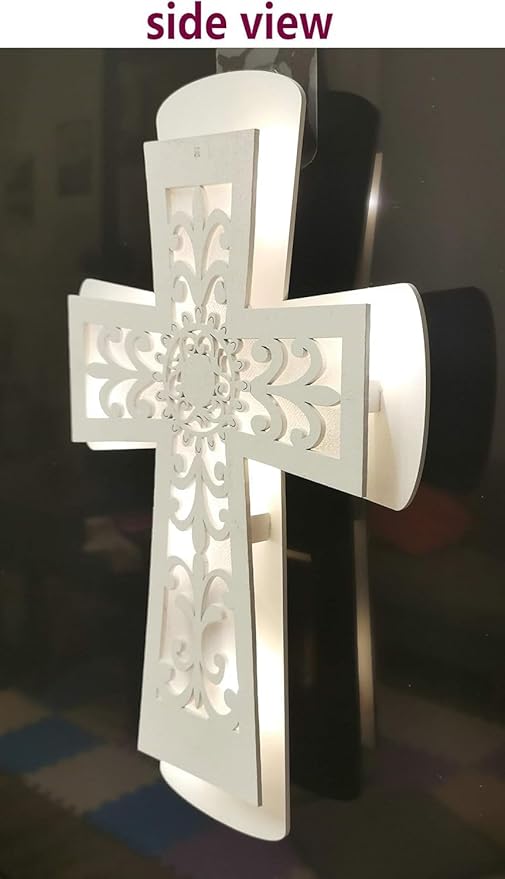 ADAVAS.Y&G Wooden LED Wall Cross with Remote Control – Christian Lighted Cross Decor, Battery Powered, Multiple Lighting Modes, Religious Wall Art for Home, Church, and Gifts