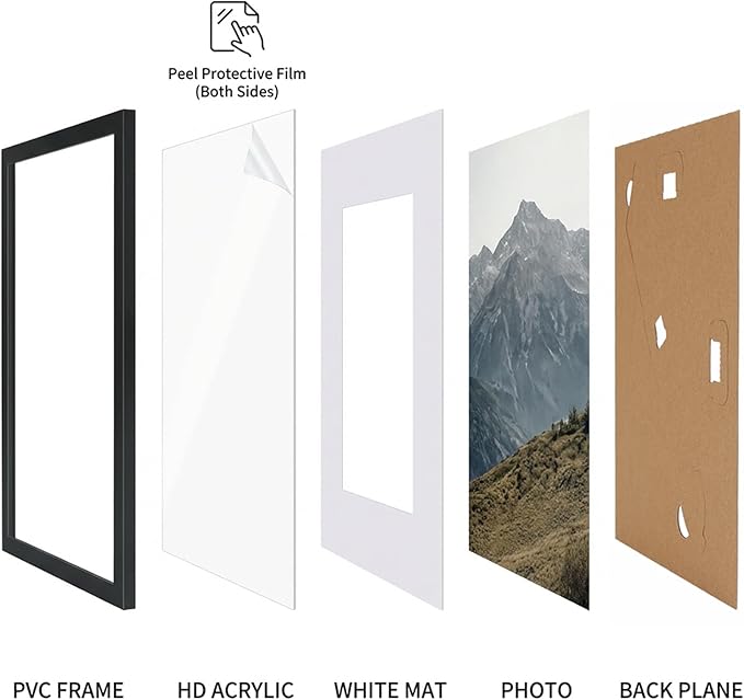 Rempry 8.5X11 Certificate Picture Frames Set of 11, Black 8.5x11 Photo Frames without Mat or Displays 6X8 Picture with Mat, Wall Mount or Tabletop Display for Home, Office