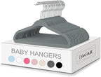 BAGAIL 50 Pack Kids Velvet Hangers 11 Inches Children's Clothes Hangers Non-Slip Baby Hangers for Infant/Toddler (Grey)