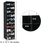 coastal rose Hanging Shoe Organizer for Closet, 20 Sections Hanging Closet Organizers and Storage Shelves, Space Saving Hanging Shoe Rack, Black, 12''W×12''Dx 50''H
