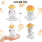 Meditation Mushroom Resin Statues – Cute Yoga Mushroom Figurines for Desk, Home, Office & Garden Decor – Zen Resin Sculptures for Living Room, Patio, Tabletop & Backyard (1 Pack, Rabbit)