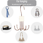 Belt Hanger, 2Pcs Belt Organizer for Closet 360°,Rotatable Max 48 Belt Storage Rack Space Saving Storage Rack for Belt, Bra, Tank Top, Tie, Scarf(Wood Color)