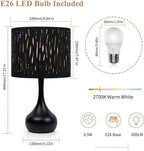 ONEWISH Touch Bedside Lamp for Bedroom, 3-Way Dimmable Table Lamps for Nightstand, Black Cutout Shade with Gold Lining Desk Lamp for Living Room, End Tables, LED Bulb Included