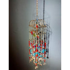 Vintage Metal Mobiles, Birdcage Shaped Mobiles, Silver Charms Mobiles, Pretty Metal Mobiles Bell, 4 "W x 24 "H x 4 "D, Small Mobiles for Livingroom Bedroom Garden
