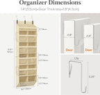 Lifewit 1 Pack Over the Door Organizer, Clear Window Hanging Storage with 4 Side Pockets, Anti Tilt 40 lbs Load Behind Door for Pantry, Nursery, Bathroom, Bedroom, Dorm, 12 Section, Beige