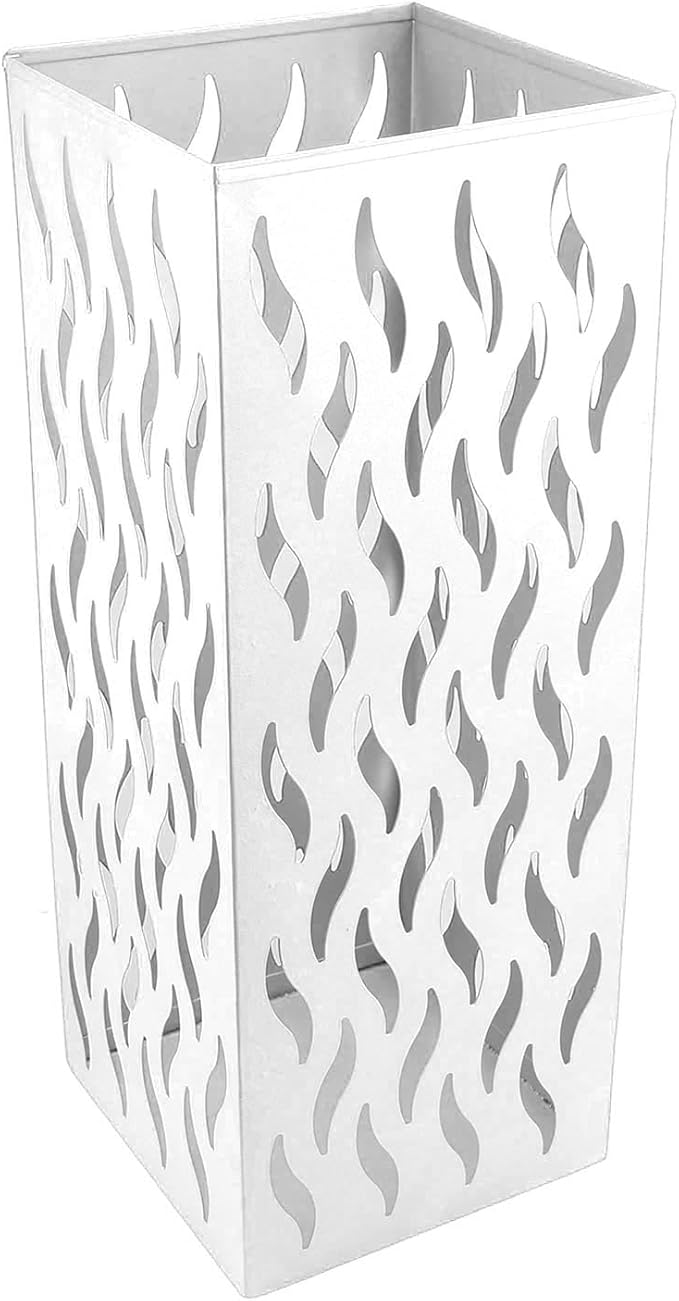 Tyenaza Metal Umbrella Holder, Round Proof Umbrella Storage Organizer Hollow Copper Pattern Umbrella Organizer Bin Umbrella Stand for Home Hotel (White)