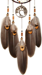 Urdeoms Tree of Life Crystal Dream Catchers for Boys Brown Boho Dream Catcher Wall Decor for Bedroom Adult Smoky Quartz Hanging Decor for Dorm Living Room(NO.10)