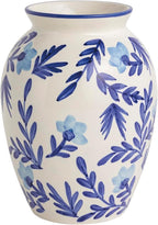 Mud Pie Stoneware Blue Vine Medium Vase
