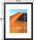 LaVie Home 8.5x11 Picture Frame Black Set of 10, Display 6x8 with Mat or 8.5 x 11 Without Mat Picture, Photo Frame Collage for Wall Gallery or Table Deco, Hanging or Tabletop Display