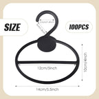 100 Pcs Scarf Hanger Plastic Holder Organizer Space Saving Scarf Organizer Clothes Hanger for Scarves Headscarves Clothing Sorting Storing (Black)
