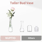 NUPTIO Glass Bud Vases Centerpiece: 6 Pcs Small Flower Vase for Wedding in Bulk - Cute Clear Ribbed Vase for Party Events Home Table Decor