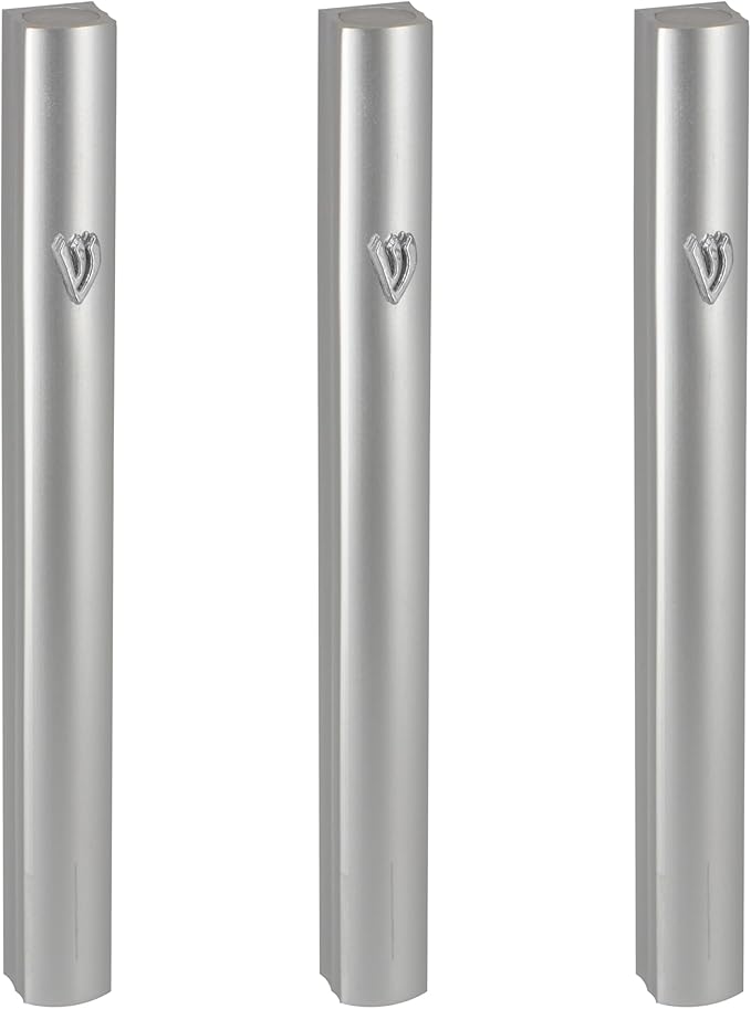 3-Piece Aluminum Door Mezuzah Cases: Special Profile, No Holes, 4-Inch 10cm Hebrew Parchment Scroll Holder Boxes