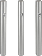 3-Piece Aluminum Door Mezuzah Cases: Special Profile, No Holes, 4-Inch 10cm Hebrew Parchment Scroll Holder Boxes