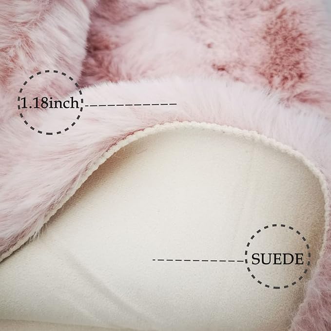 Ghouse Soft Faux Sheepskin Fur Rug 2x4 Pink Fluffy Bedside Rugs Plush Rug Shag Nursery Carpet Area Rugs for Living Room Bedroom Playing Room Decor