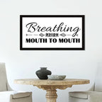 Scripture Verses 12x22in Wooden Wall Plaque with Life Positive Quote Breathing Perform Mouth to Mouth Rustic Chic Style Black Frame Wooden Plaque for Cottage New Home Farmhouse Porch Wall Decor