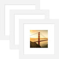 6x6 Picture Frame 3 Pack - White Poster Frame Display Pictures 4x4 with Mat or 6 x 6 Without Mat for Wall Hanging Horizontal and Vertical