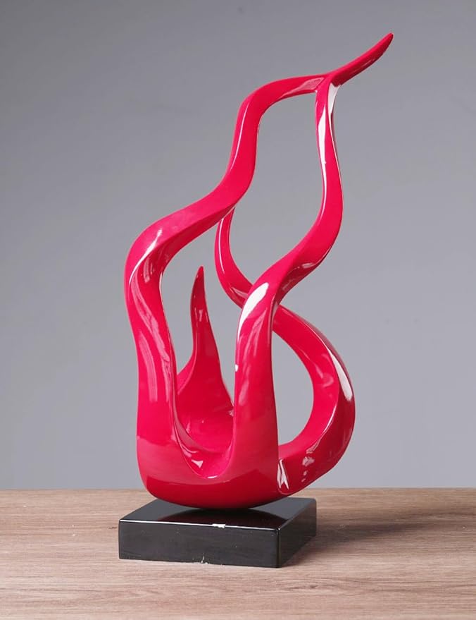 Abstract Sculpture Decor Modern Art Gift Holy Flame Figurine Statue for Bookshelf Table Desktop Office Red 16.5 Inch