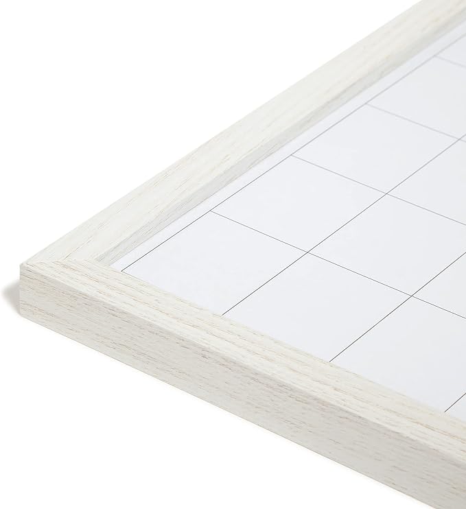 U Brands Rustic Monthly Dry Erase Board with White Wooden Frame, Office Supplies, 14” x 14”