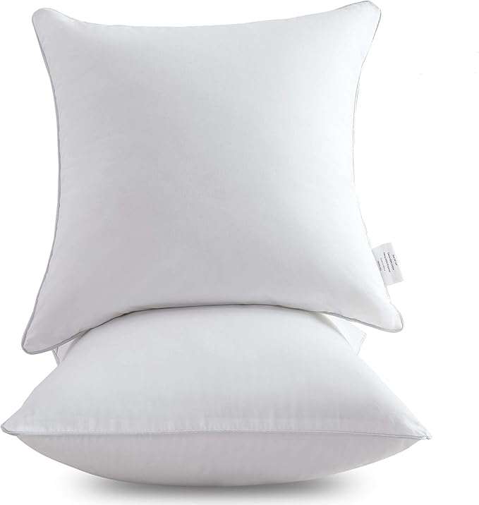 Leeden 30 x 30 Pillow Inserts (Set of 2) - Throw Pillow Inserts with 100% Cotton Cover - 30 Inch Square Interior Sofa Pillow Inserts - Decorative Pillow Insert Pair - White Couch Pillow