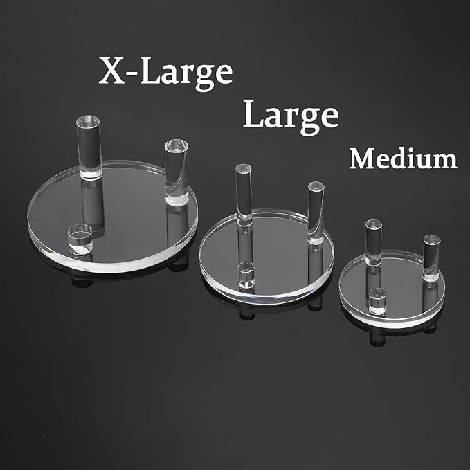 Hipiwe Acrylic Display Easel Rock Display Stand Three-Peg Display Easel Stands for Mineral Crystal Geodes Coral Fossil Small Collectibles Display Stands with Round Base,4 Pack