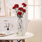 White Glass Vase, Large Glass Vase for Flowers, Modern Flower Vases, Tall Floor Vases for Living Room, Dining Table, Mantle, Shelf, Wedding, Office, 10 Inches