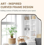ANDY STAR Brushed Nickel Mirror 30x40 Inch, Rectangle Bathroom Mirror for Wall, Large Scalloped Wall Mirror in Anti-Rust Stainless Steel Metal 1’’ Frame, Wall Mounts Horizontally or Vertically