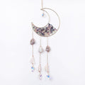 Mini Cobblestone Color Crescent Moon Crystals Sun Catcher Dream Catchers Gemstone Suncatcher with Heart Ornament Handmade Dreamcatcher Wall Decor for Adults Girls Bedroom Wedding Garden Bless Gift