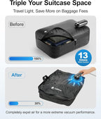 1-Pack Vacuum Seal Bags for Clothing Travel with Portable USB-Powered Pump, Triple Your Space, Reusable Space Saver Compression Bags for 19"- 22" Luggage Suitcase & Home Storage (Carry-on)