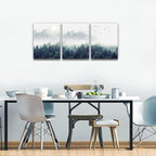 3 Piece Canvas Wall Art for Living Room Wall Decorations for Bedroom Office Wall decor Foggy forest Trees Landscape painting Stretched and Framed Ready to Hang pictures Home Decor 12"x16"x3 Panels