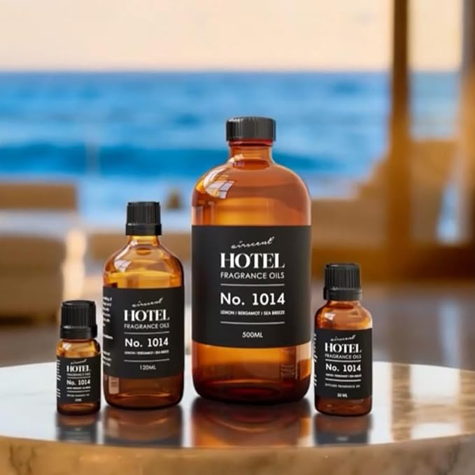 AirScent Hotel Diffuser Oil No. 1014 - The Iconic 5-Star Hotel Coastal Blend - Lemon Bergamot Sea Breeze - 120 mL Hotel Diffuser Oil for Ultrasonic and Waterless Diffusers and Crafting