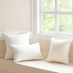 Oubonun 22 x 22 Pillow Inserts Set of 2 - Square Decorative Throw Pillows for Couch Bed Sofa Living Room 100% Polyester Filling Beige 22 Inch Pillows