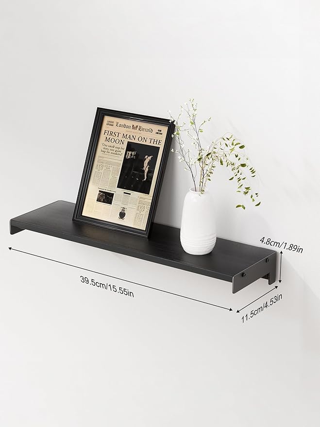 Floating Shelves for Wall, Shelves for Decor Storage Set of 6, Wall Mounted Wood Shelf for Bedroom, Living Room, Bathroom, Kitchen,Long Picture Ledge Shelves.(Black)