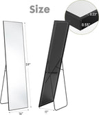 DUMOS 16"x59" Full Length Mirror with Stand, Floor Standing Aluminum Frame, Shatter-Proof Nano Glass for Bedroom, Living Room, Cloakroom – Modern Simple Home Decor,Can Be Hanging or Leaning, Black