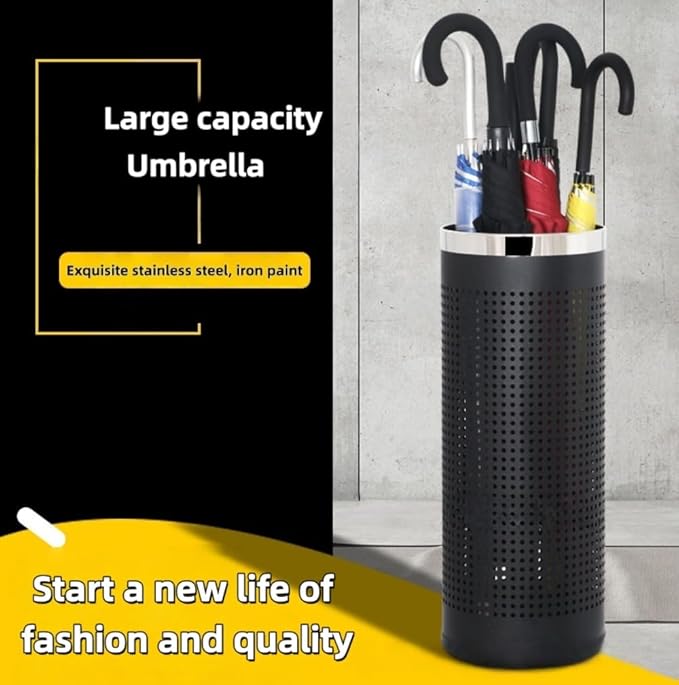 Stainless Steel Umbrella Stand Umbrella Storage Bin Space-Saving Perforated for Home Office Entryways Hotels (B)