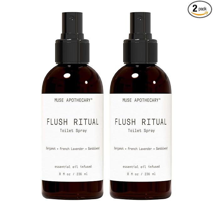 Muse Apothecary Flush Ritual - Aromatic & Refreshing Toilet Spray, Use Before You Go, 8 oz, Infused with Natural Essential Oils - Bergamot + French Lavender + Sandalwood, 2 Pack