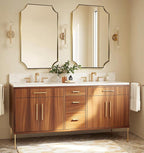 ANDY STAR Gold Vanity Mirror, 24x32 Inch Scalloped Mirror for Bathroom, Brushed Gold Mirror in Anti-Rust Stainless Steel Metal 1" Frame, Antique Scalloped Edge Design, Ideal for Home Remodel