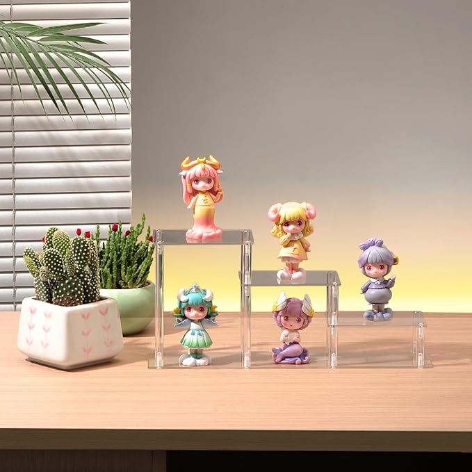 3 Tier Clear Acrylic Display Risers Stand Shelf, Acrylic Stands Display for Collectibles Pop Figure Models Perfumes Jewel,Action Figures Stand Organizer