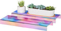 Sezanrpt Acrylic Shelf Riser 12x3.9x1 pack of 2, Iridescent Display Shelf 12” for Shoes, Glasses, Plants, Home Decors, Perfume, 12x3.9x1 Inch