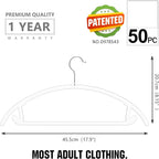 MIZGI Premium Clear Hangers (Pack of 50) Heavyduty-Acrylic No Shoulder Bump Suit Hangers - Space Saving Clothes Hangers,Rounded Hanger for Coat,Sweater,Jackets,Pants