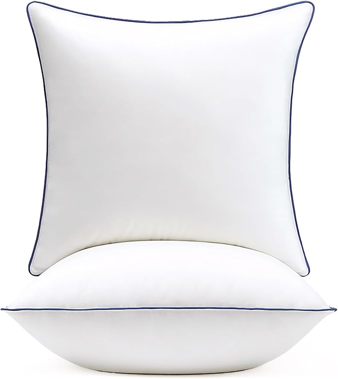 puredown® 16x16 Pillow Inserts Set of 2, Overfilled Down Alternative Decorative Pillows with 100% Cotton Cover, Plush Fluffy Throw Pillows for Couch, Sofa, Bed and Home Decor