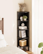 Corner Shelf, 5 Tier Corner Bookshelf, Display Corner Shelf Stand with Storage Rack, Wall Corner Bookshelf for Living Room, Bedroom, Office, Black