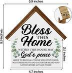 Housewarming Gifts, Christian Home Decor, Gifts for New Home Owner, Bless this Home House Shaped Wooden Block Sign Living Room Decor for Desk Table Shelf