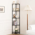 Yoobure Corner Shelf Stand, 5-Tier Bookshelf, 65" Tall Shelves for Bedroom, Living Room, Narrow Display Bookcase, Black with Display Shelves for Office