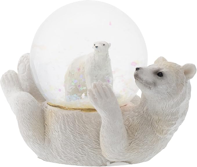 Elanze Designs White Polar Bear Mommy and Cub Magical Whimsical Tabletop Dresser Nightstand Figurine Miniature 45MM Sturdy Polyresin Glitter Water Snow Globe Decoration