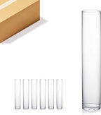 WGVI Quality Thick Weighted Tall Clear Cylinder Glass Vase, 3" W x 16" H, Flower Arrangement Candle Holder Floral Container Wedding Centerpieces Home Decor Bulk Wholesale, 6 Pieces