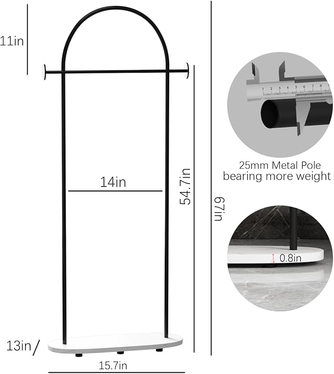 Freestanding Coat Rack with Marble Base Heavy Duty Clothes Rack Stand for Entryway, Bedroom, Living Room, Boutiques-67''H