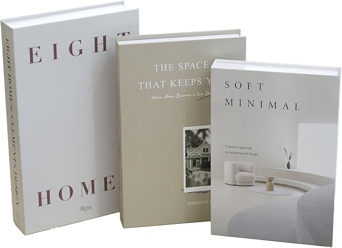 3 PCS Faux Decorative Books for Home Decor-Coffee Table Books Decor-Aesthetic Fake/Faux Books for Decoration,libros Decoration for Coffee Table, Shelf Accessories (Eight THE Space Soft)