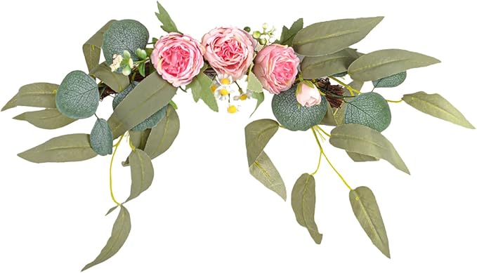 Artificial Peony Swag, 15.7inch Pink Flowers Swag Floral Swag Arrangements Decorative Wedding Arch Flowers for Wedding Arch Front Door Wall Decor